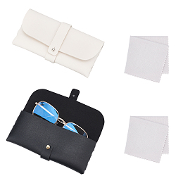 AHANDMAKER 2 Pcs PU Leather Glasses Case, Smooth Surface, Soft Material, Wallet-Style Design Sunglasses Case, Practical and Beautiful, Horizontal Plate Rectangular Eyeglasses Case