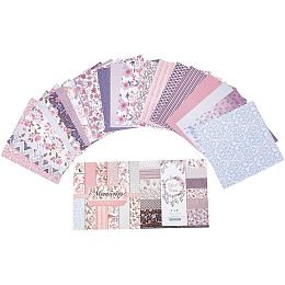 GORGECRAFT 48Pcs 24 Style Scrapbook Paper Pad Flower Pattern Paper Sheets Patterned Cardstock Decorative Origami Craft Scrapbooking Journaling Paper Supplies for Junk Journal Die Cutting 6x6 Inch