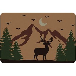 SUPERFINDINGS 23.6"x15.7" Indoor Doormat, Anti Slip, Durable & Waterproof Linen and Rubber Ground Mat for Front Door Inside Dirt Trapper Mats Shoes Scraper, with Forest elk Pattern