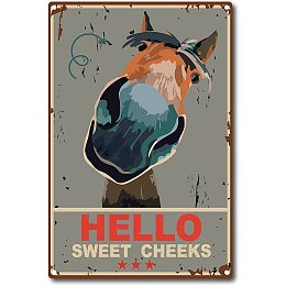 CREATCABIN Funny Bathroom Quote Metal Tin Sign Vintage Hello Sweet Cheeks Donkey Tin Sign for Bathroom Kitchen Cafe Wall Decor, 8 x 12 Inch