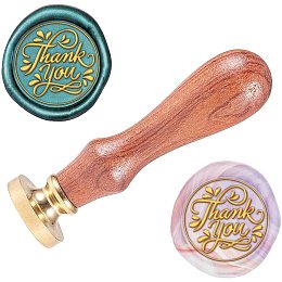 ARRICRAFT Wax Seal Stamp Thank You Pattern 0.98" Sealing Wax Stamp Thanksgiving Theme with Brass Seal Wood Handle for Greeting Card, Party Invitation, Envelope Decoration, Gift Wrapping