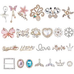 Pandahall Elite 24 Styles Bling Clog Shoe Charms, Alloy Rhinestones Shoe Decoration Enamel Shoe Charms Fashion Crystal Clog Charms Accessories for Women Clog Sandals DIY Craft Jewelry Making