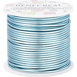 BENECREAT 12 Gauge 100FT Tarnish Resistant Jewelry Craft Wire Bendable Aluminum Sculpting Metal Wire for Jewelry Craft Beading Work, LightBlue