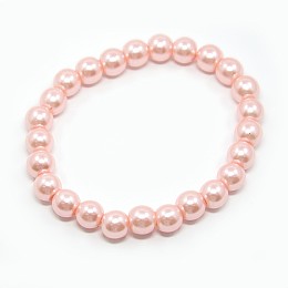 Honeyhandy Stretchy Glass Pearl Bracelets, with Elastic Cord, Pink, 6x55mm