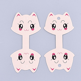 Honeyhandy Kitten Cardboard Display Cards, Used For Necklaces, Cat Head, Misty Rose, 11x5.4cm