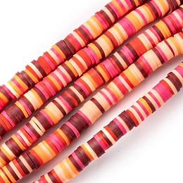 Honeyhandy Handmade Polymer Clay Beads Strands, for DIY Jewelry Crafts Supplies, Heishi Beads, Disc/Flat Round, Dark Red, 6x0.5~1mm, Hole: 1.8mm, about 290~320pcs/strand, 15.75 inch~16.14 inch(40~41cm)