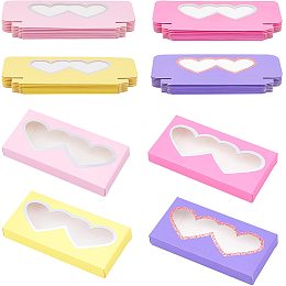 OLYCRAFT 40pcs Empty False Eyelash Box Set Heart Pattern Eyelash Packaging Box Eyelash Holder Case with Tray Colorful Eyelash Storage Cardboard Box for False Eyelash Storage - 4 Colors