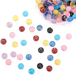 PH PandaHall 105pcs 7 Colors Glittery Resin Cabochons Glitter Powder Gold Foil Flat Back Beads Cabochon Embellishments for Craft Scrapbooking Phonecover Jewelry Making （12mm）