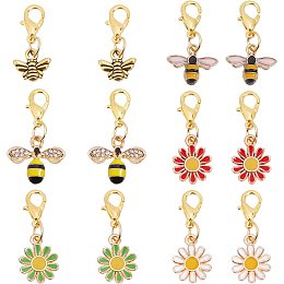 NBEADS 12 Sets Bees Daisy Stitch Markers, Enamel Alloy Crochet Stitch Marker Charms Removable Lobster Clasp Locking Stitch Marker for Knitting Weaving Sewing Accessories Quilting Handmade Jewelry