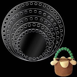 PandaHall Elite 5 Size Acrylic Weaving Boards, Flat Round Crochet Basket Bases Transparent Basket Bases Crochet Bag Bottoms for DIY Baskets Bags Knitting Crochet Supplies