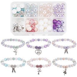 SUNNYCLUE Diy Ballet Themed Bracelet Making Kit, Including Ballet Shoe & Dancer & Suit Alloy Pendants, Acrylic Round & Polymer Clay Rhinestone Beads, Mixed Color, 138Pcs/box