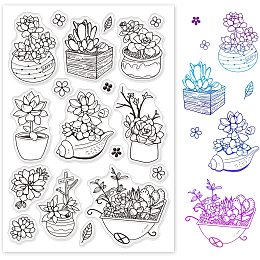 GLOBLELAND Succulents Clear Stamps Transparent Silicone Stamp Seal for Card Making Decoration and DIY Scrapbooking