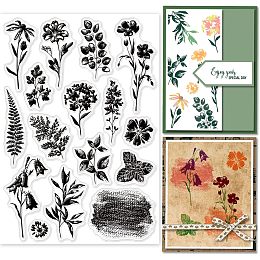 GLOBLELAND Plant Silhouette Clear Stamps for DIY Scrapbooking Leaves Flowers Silhouette Silicone Clear Stamp Seals for Cards Making Photo Album Journal Home Decoration