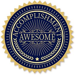 CRASPIRE Gold Foil Certificate Seals Awesome Accomplishment 2" Round Self Adhesive Embossed Stickers 100pcs for Invitations Certification Graduation Notary Seals Corporate Seals Monogram Emboss