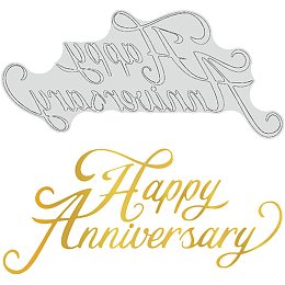 GLOBLELAND Happy Anniversary Hot Foil Plate for DIY Foil Paper Embossing Scrapbooking Decor Greeting Cards Making Wedding Invitation,Matte Platinum,6x2.7Inches