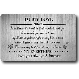 CREATCABIN to My Love Engraved Wallet Insert Metal Wallet Card Insert Mini Love Notes for Him Men Boyfriend Husband Wedding Anniversary Birthday Valentine Christmas Keepsake Gift from Girlfriend Wife