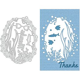 GLOBLELAND Marine Life Frame Metal Cutting Dies Die Cuts for DIY Scrapbooking Wedding Birthday Valentine's Day Cards Making Album Envelope Decoration,Matte Platinum