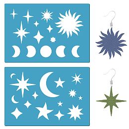 GORGECRAFT Moon Phase Star Jewelry Shape Template Sun Reusable Leather Earrings Making Planet Acrylic Cutouts Cutting Stencil for Drawing Jewelry DIY Crafts Scrapbook 5.1x3.5 Inch