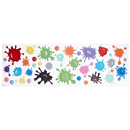 GORGECRAFT PVC Wall Stickers, Funny Ink Paint Splash Sticker, for Wall Decoration, Colorful, 868x281x0.2mm, Sticker: 23~149x23~137mm