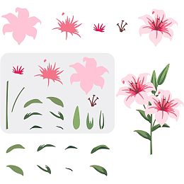 Layered Lily Flower Stencils Lily Stencils 11.7×8.3inch Resuable Lily Flower Bouquet Stencil Spring Botanical Art Stencils for Wood, Canvas, Paper, Fabric, Floor