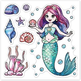 GLOBLELAND Mermaid Clear Stamps for DIY Scrapbooking Ocean Shells Silicone Clear Stamp Seals Transparent Stamps for Cards Making Photo Album Journal Home Decoration