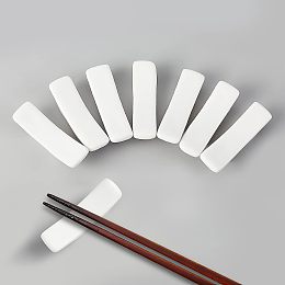 CHGCRAFT 8Pcs Ceramics Chopsticks Rests Boat Shaped Porcelain Chopstick Stand White Tableware Kitchen Tools for Spoon Forks Hotel Restaurant Family, 62x15x17mm