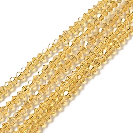 Transparent Electroplate Glass Beads Strands, AB Color Plated, Faceted Bicone, Goldenrod, 4.5x4mm, Hole: 0.7mm, about 88~92pcs/strand, 135.04~140.55''(343~357cm)