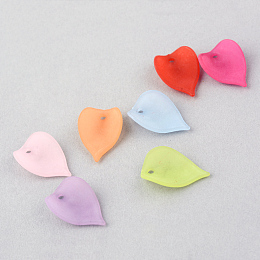 Honeyhandy Transparent Acrylic Pendants, Frosted, Leaf, Mixed Color, 20.5x14x2mm, Hole: 2mm, about 1923pcs/500g