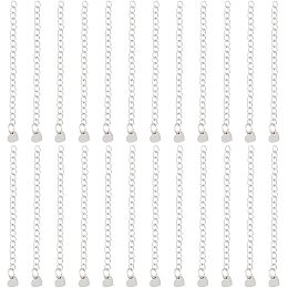 UNICRAFTALE 30Pcs 60mm Bracelet Extension Chain 304 Stainless Steel End Chain with Heart Charms Metal Jewelry Extension Chain Charm Chain Extender for Necklace Bracelet Jewelry Making