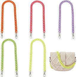 WADORN 5 Colors Acrylic Purse Chain Strap, 24 Inch Short Handbag Handle Chain Replacement Colourful Acrylic Bag Decoration Charms Chain Accessories for Women Clutch Bag Underarm bag