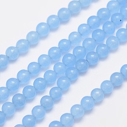 Honeyhandy Natural & Dyed Malaysia Jade Bead Strands, Round, Light Sky Blue, 4mm, Hole: 0.8mm, about 92pcs/strand, 15 inch