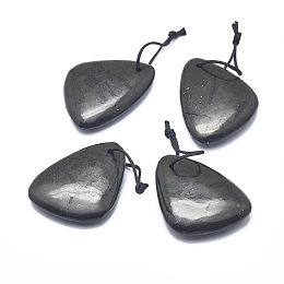 Honeyhandy Natural Shungite Pendants, Triangle, 37.5~38.5x30.5~31.5x8~8.5mm, Hole: 1mm