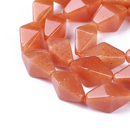 Honeyhandy Natural Red Aventurine Beads Strands, Faceted, Bicone, 14~16x8~8.5x8~8.5mm, Hole: 1mm, about 26pcs/strand, 15.7 inch(40cm)