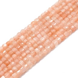 Honeyhandy Natural Sunstone Beads Strands, Faceted, Cube, 2x2x2mm, Hole: 0.6mm, about 182pcs/strand, 15.16''~15.55''(38.5~39.5cm)