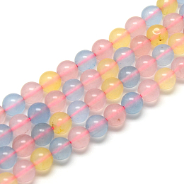 Honeyhandy Natural Chalcedony Bead Strands, Imitation Morganite Color, Dyed, Round, 10mm, Hole: 1mm, about 38pcs/strand, 14.9 inch