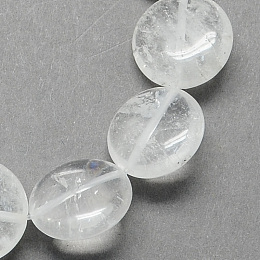 Honeyhandy Flat Round Gemstone Natural Quartz Crystal Stone Beads Strands, Clear, 14x6mm, Hole: 1mm, about 28pcs/strand, 15.3 inch