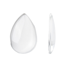 Honeyhandy Transparent Teardrop Glass Cabochons, Clear, 30x20x6mm