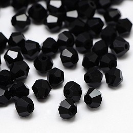 Honeyhandy Imitation 5301 Bicone Beads, Transparent Glass Faceted Beads, Black, 3x2.5mm, Hole: 1mm, about 720pcs/bag