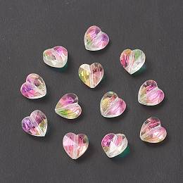 Honeyhandy Transparent Glass Beads, Faceted, Heart, Clear AB, 10x10x7mm, Hole: 1~1.2mm