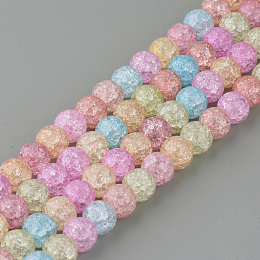 Honeyhandy Synthetic Crackle Quartz Beads Strands, Round, Dyed, Colorful, 6mm, Hole: 1mm, about 66pcs/strand, 15.7 inch