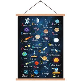 Arricraft Magnetic Wooden Poster Hangers Canvas Cartoon Planets Space Hanging Painting Wall Art Print for Walls Pictures Prints Maps Scrolls and Canvas Artwork 17.3x11in