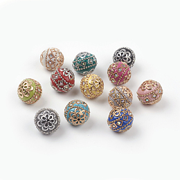 Honeyhandy Handmade Indonesia Beads, with Metal Findings, Round, Mixed Color, 19.5x19mm, Hole: 1mm