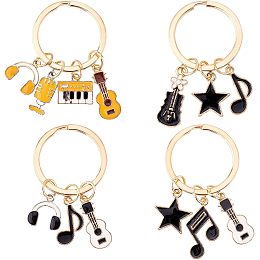 OLYCRAFT 4 Styles Music Note Keychains Alloy Enamel Keychains Music Symbol Key Rings Keychain with Iron Pendatns for Women Backpack Handbags Decorations