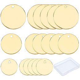 CREATCABIN 18K Gold Plated 60Pcs 3 Sizes Stamping Blank Tag Flat Round Charms Disc Golden Earring Pendants Stamping Blank Tag Pendant Necklaces DIY Craft Jewelry Making 8/10/12mm