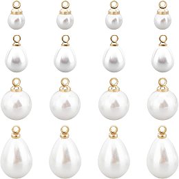 CHGCRAFT 40Pcs 2 Styles Real 18K Gold Plated Brass Imitation Pearl Water Drop Teardrop Charms Pendants for DIY Necklace Bracelet Earrings Jewelry Making