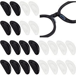 GORGECRAFT 1.5mm 24 Pairs Eyeglasses Nose Pads D-Shape Soft Silicone Adhesive Anti-Slip Air Chamber Nose Pads Grips Cushion for Plastic Frame Eyeglass Glasses Sunglasses (Transparent and Black)