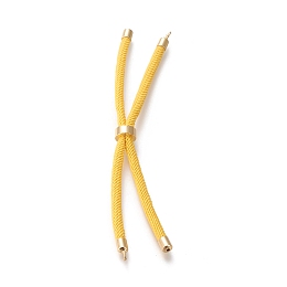 Honeyhandy Nylon Twisted Cord Bracelet Making, Slider Bracelet Making, with Eco-Friendly Brass Findings, Round, Golden, Yellow, 9 inch(22.8cm), Hole: 2.8mm, Single Chain Length: about 4-1/2 inch(11.4cm)