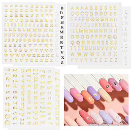 OLYCRAFT 14 Sheets Letter Stickers Alloy Alphabet Stickers Self-Adhesive Number Alphabet Stickers Letter Numbers Resin Filler Sticker for Nail Art Decoartion Epoxy Resin Supplies