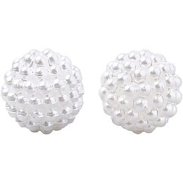 CHGCRAFT About 200pcs/bag White Imitation Pearl Beads Acrylic Combined Round Beads Berry Acrylic Pearl Beads Plastic Pearl Beads Loose Beads for DIY Craft Jewelry Making 14.5x15mm, White