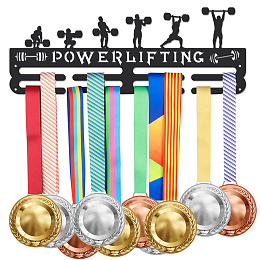 SUPERDANT Sports Theme Iron Medal Hanger Holder Display Wall Rack, with Screws, Powerlifting Pattern, 150x400mm